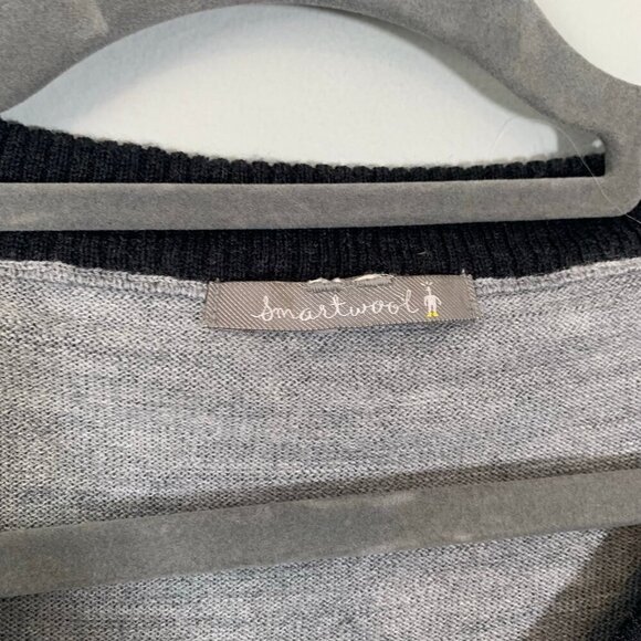Smartwool mixed print lightweight v-neck‎ gray black pullover sweater - Picture 6 of 11